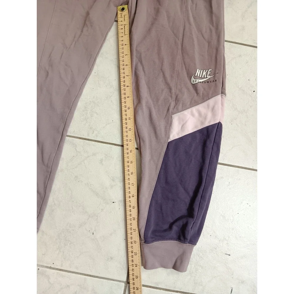 Nike Heritage French Colorblock Jogger Pants Women's Size Large Lavender‎ Gray